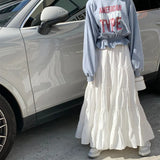 Solid Color High Waist Maxi Skirt-Outfit