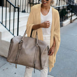 Toloer Spot 2024 Autumn Winter New Cardigan In Long Loose Irregular Hem Coat Female-Outfit