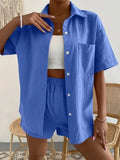 Linen Two Piece Set Women Summer Casual Joggers Shirt Top Vacation Shorts Set Suit Beach 2023 Outfits Tracksuit Matching-Outfit