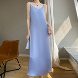Acetate Silk Sling Dress Women Summer Loose Inside The Long Dress French Design Fairy Set Of