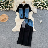 Year's Popular Suit Women's Summer Fashion Leopard-Print Spliced Hat Jacket High-Waisted Open-Back Hip Skirt