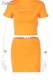 Two Piece Sets Womens Outfits T Shirt Crop Top And Mini Skirt Suit Streetwear Club Party Fit Slim Y2K Fashion Ladies