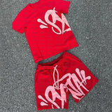 Letter Print Loose Short-Sleeved Top Street Hip-Hop Men And Women T-Shirt Shorts