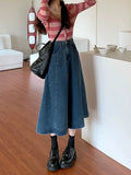 Toloer Sense Splicing Denim Skirt A Word Umbrella Skirt Spring Korean Version 2024 New High Waist Show Thin Skirt Women's