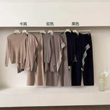 Lazy Suit Women Loose Outer Shawl Scarf With Long-Sleeved Knitting Tops High-Rise Sweater