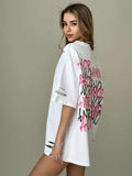 Sense Of Short-Sleeved T-Shirt Hottie AMOR Letter Print Bump Color Round Collar Large Version Of The Women's Tide