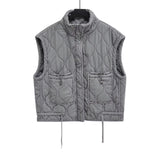 Autumn 2025 New Women's Gray Collar Sleeveless Cotton Vest