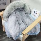 2022 Fall/Winter New Denim Winter Coat For Women Jacket Korean Style Loose Fleece Thickened Large Fur Collar Hooded Coat