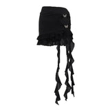Toloer Lace Hollow Out Mesh Gauze Tight Onesie, Summer Hot Style Flounce Wrap Buttock Short Skirt Suit-Outfit