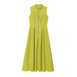 2025 New Women's Dress French Design Round Neckless Sleeveless Commuting Temperament Fan Flute