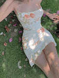 Backless Floral Mesh Mini Dress-Outfit