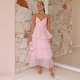 Sexy Bareback Sling Cake Folded Lavage With Fashion Evening Dress Dress Dress