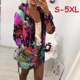 Print Jackets Spring Colourful Tie Dyeing Hooded Women Sweatshirt Casual Pocket Zipper Loose Plus size Female
