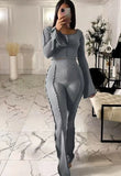 Winter Ribbed Crop Top and Bell Bottom Pants 2 Piece