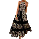 Toloer Women's Wear Summer 2023 New Print Bohemian Fashion Loose Off-The-Shoulder Dress-Outfit