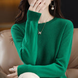 Waxy Leisure Lace Round Neck Bottomed Sweater Women's New Foreign Style 2024 Autumn / Winter Sweater Long-Sleeved Sweater-Outfit