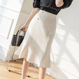 Body Skirt Flounce Skirt Female Spring / Summer 2024 High Waist Long Cover Span Buttock One Step Skirt-Outfit