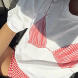 White Pink Bikini Printed T-shirt-Outfit