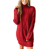 Toloer New Women's Long Sleeve Round Collar Dress Knit Jumper Sweater