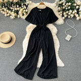 V Neck Jumpsuits Summer Female Irregular Casual Rompers Women Wide leg Summer Overalls