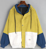Loose Color Hooded Corduroy Overalls