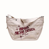 Embroidered Large Canvas Crossbody Bag-Outfit