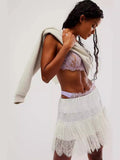 Style Basic Solid Color Irregularly Hem High Waist Lace Skirt Sweet Girl