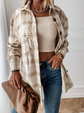 Oversize Women's Plaid Shirt Jackets Long Sleeve Ladies Tops Outwear 2021 Spring Autumn Loose Women Blends Check Buttons