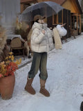 Puff Soft Glutinous Hooded Short Down Jacket Women's Winter New Thick Small Turtle Back Ken Bean Bread Coat-Outfit