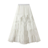 Half-Dress Summer 2025 New Irregular Mesh Dress With Thin High Waist Fluffy Cake Skirt