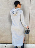 Winter Casual Long Sleeve With Hood Slit Long