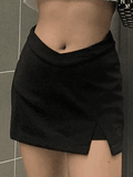 Lined Detail Split Cargo Mini Skirt-Outfit