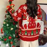 Christmas Elk Christmas Tree Pattern Half Turtleneck Sweater Women Thicken 2021 Winter New Loose Pullover Women's Winter