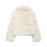 Winter New Temperament Simple Collar Long-Sleeved Artificial Fur Warm Coat