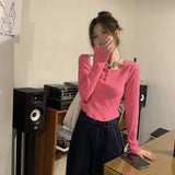 Toloer Sense Long-Sleeved T-Shirt Female 2024 Spring And Autumn New Korean Version Slim Careful Machine Bottom Shirt Short Student