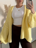 And Winter New Lantern Sleeves Knitted Cardigan Female Korean Version Of Lazy Palm Skin Texture Knitted Knitted Loose
