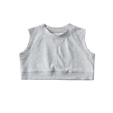 Trend Women's Vest Leisure Sports Style Solid Color Short Style Comfortable Soft Small Tall Yoga Blouse-Outfit