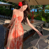 Toloer Style Positioning Print Strapless