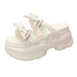 Toloer Fairy Wind Thick Bottom Muffin Increased Small Cool Slippers Female With Skirt Summer Wear 2024 New-Outfit