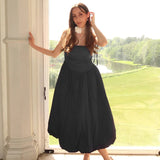 Tube Solid Frill Midi Dress-Outfit