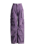 Toloer 2024 New Street Overalls Wind Multi-Pocket Jeans High Waist Versatile Show Thin Straight Pants Women-Outfit