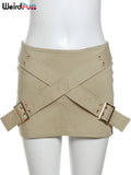 Cross Sexy Frock Skirts Women Button Peach Hip 2024 Summer Trend Solid Wild Streetwear Hipster Chic Mini Skirt Bottom-Outfit