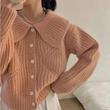 Autumn And Winter New Loose Korean Version Short-Style Cardigan Female Cardigan With Large Lapel And Coarse Knitted Jacket-Outfit