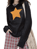 Star Pattern Semi Sheer Knit Top-Outfit