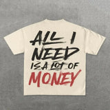 T-Shirt Y2K Hip-Hop Letter Retro Cross Graphic Print Oversized T-Shirt Men's Round Neck Cotton Short-Sleeved Shirt-Outfit