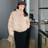 Winter Women Black PU Leather Down Jackets 2021 New Ladies Thick Warm Short Zipper Down Coats Female Stand Collar Chic