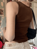 Heart Rhinestone Rib Crop Tank Top-Outfit