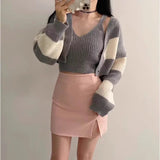 Knitted Suit For Women In Spring And Autumn 2024 New Age-Reducing Short Sweater Two-Piece Set-Outfit
