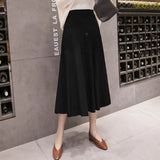 Skirt Women's 2023 Autumn And Winter New Korean Version Of Wool Skirt A-Shaped Skirt Medium-Long High-Waist Pleated Skirt-Outfit