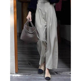 Commute Gray High-Waisted Casual Suit Pants Women's Spring New Loose-Hanging Wide-Legged
